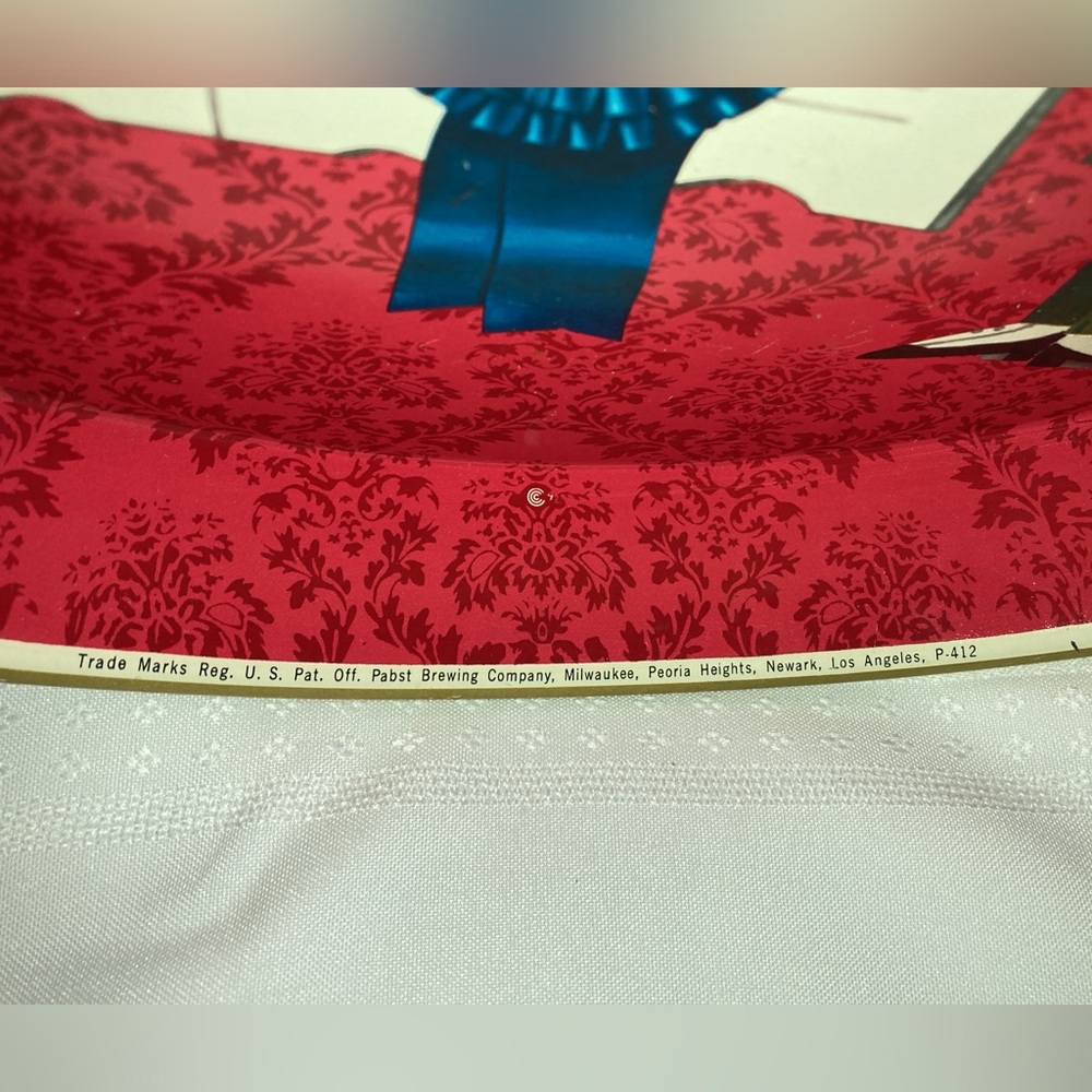 VINTAGE ORIGINAL PABST BLUE RIBBON BEER METAL BEER SERVING TRAY 1960's 13" - Picture 4 of 12